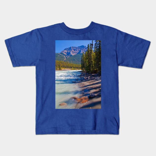 Canada. Canadian Rockies. Jasper National Park. Athabasca River. Kids T-Shirt by vadim19